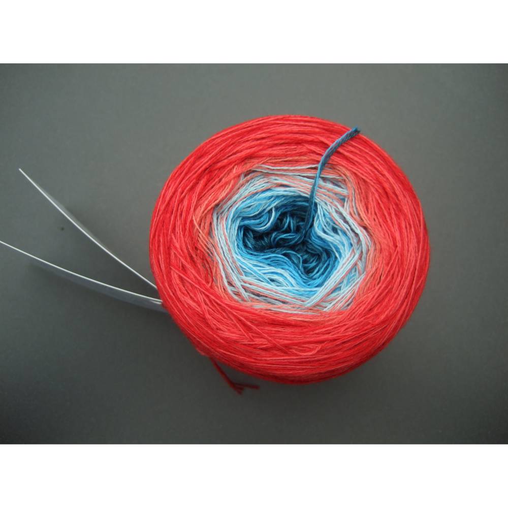 100% Schurwolle Merino extrafein Bobbel gefachter Farbverlauf Wolke 7 Koralle 4-fädig Bild 2