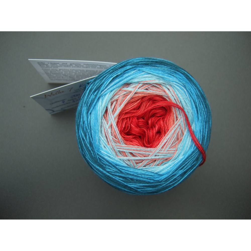 100% Schurwolle Merino extrafein Bobbel gefachter Farbverlauf Wolke 7 Koralle 4-fädig Bild 3