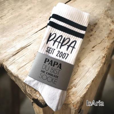 Papa Socken, Papa seit + Jahreszahl Tennissocken, Papa, Strümpfe, Geschenkidee