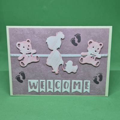 Babymotive Karte / Geburtskarte Spruch Welcome / Glückwunschkarte Geburt Mädchen / Babykarte Mädchen / Geschenkidee