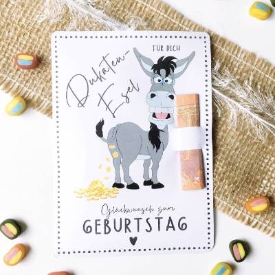 Druckvorlage Geldgeschenk Karte - Glückwunsch Geburtstag - ausdrucken - Happy Birthday - Goldesel - Geldscheisser 