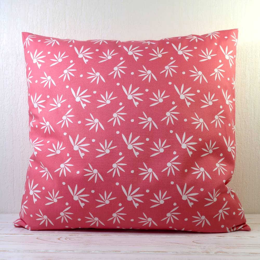 Kissenhülle Kissenbezug skandinavischer Stil ca. 40 x 40 cm in Rot und Weiß mit floralem Design