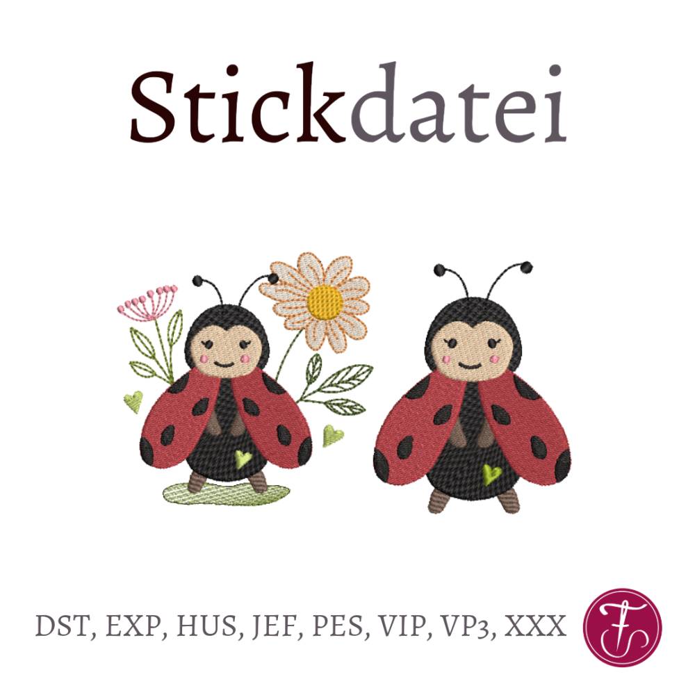 Stickdatei Marienkäfer Vollstick Bild 1