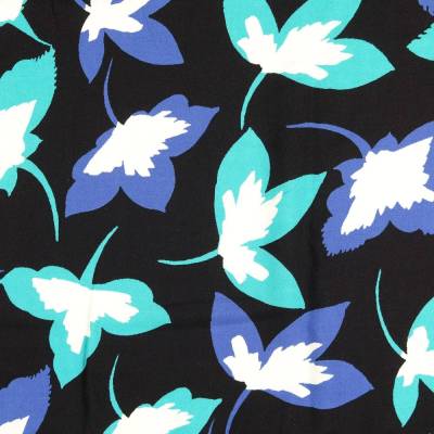 Viskose Blätter dunkelblau  (1m/11,-€)