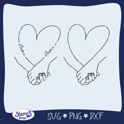 Hand in Hand Herz • romantische Plotterdatei & Laserdatei • SVG DXF PNG • Hochzeit Valentinstag Freundschaft Liebe Gesch