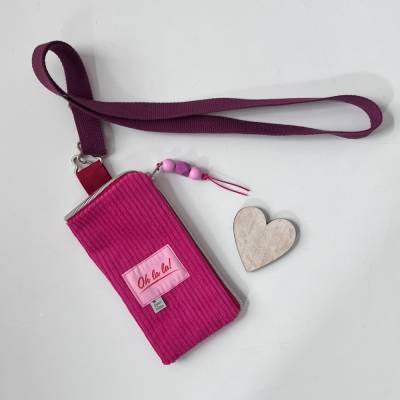 VERSANDFERTIG! Handytasche OHLALA aus Breitcord  in pink von zimtblüte