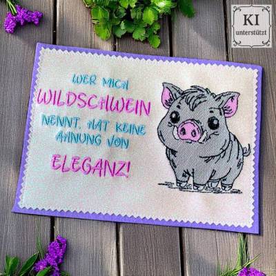 Stickdateien Set Wildschwein Scribble Stil inkl. ITH MugRug ab 10x10 cm – Doro-Collection