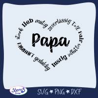 Plotterdatei Papa Herz – positives Textdesign mit Adjektiven – SVG DXF PNG – Vatertagsgeschenk – Laser & Plotter
