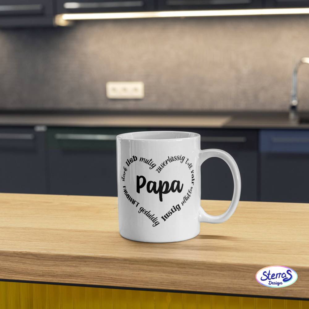 Plotterdatei Papa Herz – positives Textdesign mit Adjektiven – SVG DXF PNG – Vatertagsgeschenk – Laser & Plotter Bild 2