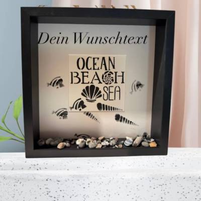 Maritimer Bilderrahmen mit Ostsee-Spruch – Geschenk für Freundin, skandinavische Deko mit Strandgut