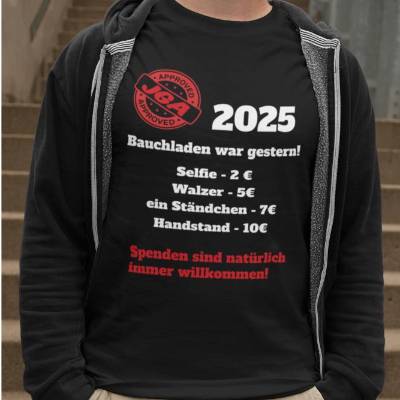 T-Shirt Herren | JGA 2025 | Bauchladen war gestern | Lustiges Abschiedsshirt für Männer | Bräutigam Crew Party Shirt