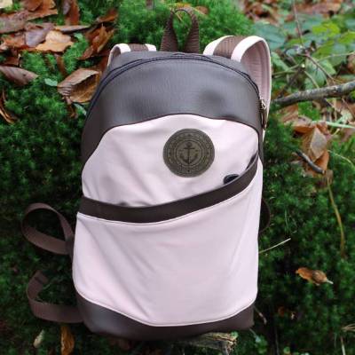 Handgemachter Softshell-Rucksack Roana in Rosa/Braun mit Gold – wasserabweisend & komfortabel