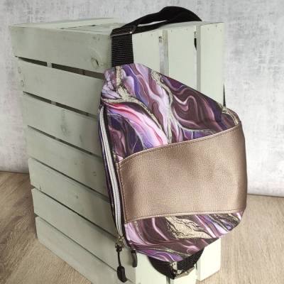 Bauchtasche klein lila champagner aus Softshell Crossbody