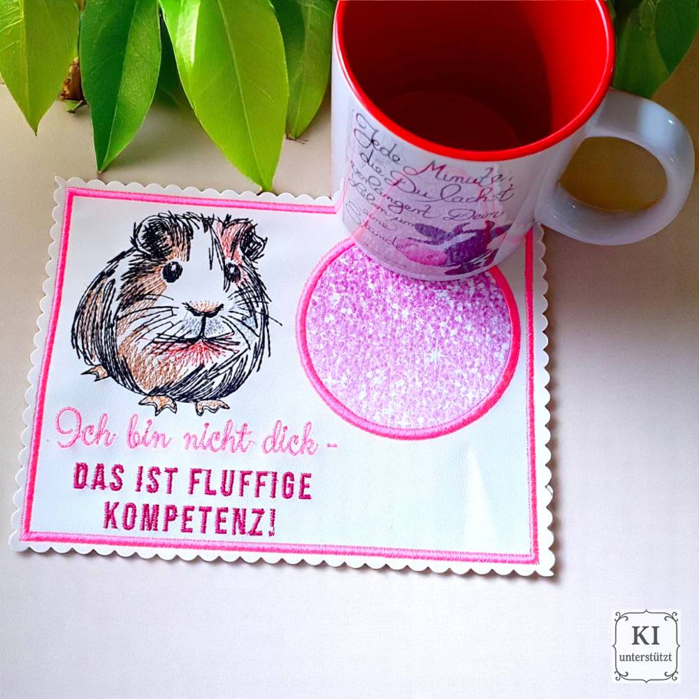 Stickdateien Set Meerschweinchen Scribble Stil inkl. ITH MugRug ab 10x10 cm – Doro-Collection Bild 7