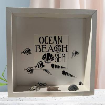 Geschenk für Freundin: Bilderrahmen mit Ostsee-Spruch & Strandgut – Maritime Deko im skandinavischen Stil