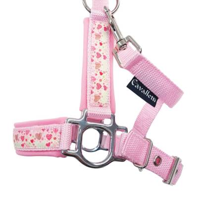 Halfter Mini Shetty Herzi rosa und pink Pferdehalfter Größe Mini Shetty rosa pink mit Herzen 