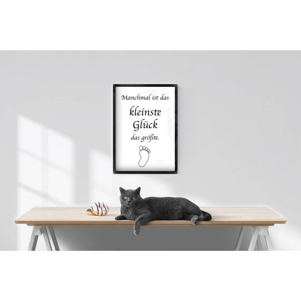 Poster DIN A4 – „Manchmal ist das kleinste Glück das größte“ | Spruchposter | Typografie | minimalistisch | schwarz-weiß Bild 3