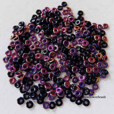 5 Gramm  O-beads jet sliperit, böhmische Glasperlen, Mini Ringe