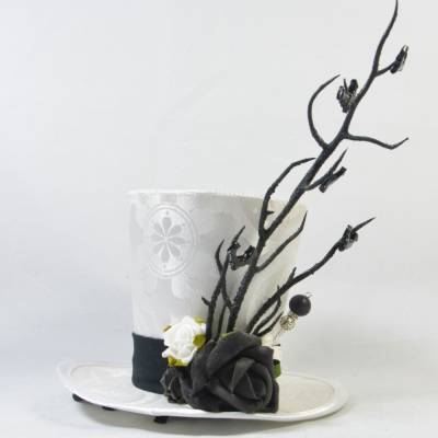 Mini-Hütchen - Gothic Fascinator Hochzeit Fledermäuse Rosen