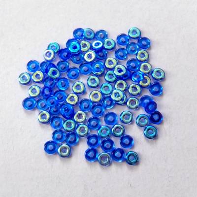 5 Gramm  O-beads safir AB, blau, böhmische Glasperlen, Mini Ringe