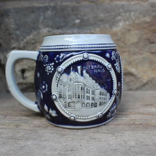 Wekara Bierkrug 5352 / Gruß aus München / Hofbräuhaus Münchner Kindl Deutsches Museum / Westerwälder Steinzeug  Art Deco