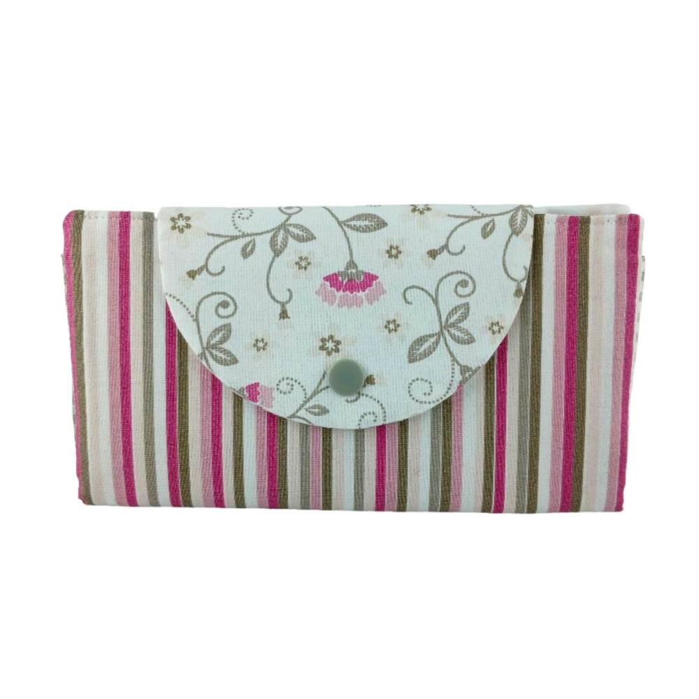 Geldbörse Portemonnaie Blumen Streifen - Miss Manny Clutch