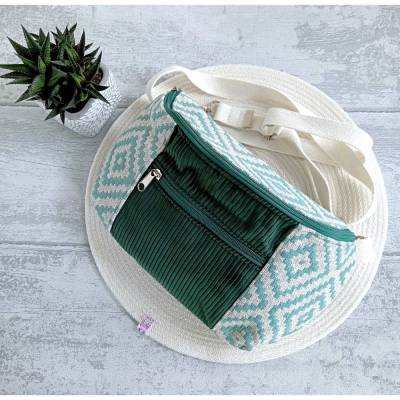 Bauchtasche Cord grün -  Cord Tasche Damen - Gassitasche zum Umhängen - hip bag Damen -crossbody Tasche - crossover bag