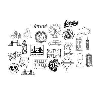 England Great Britain Bundle PNG SVG Datei - Download Plotterdatei - svg png - Queen London Eye Tower Bridge Big Ben Tea