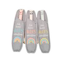 Stickdatei Etui für Kugelschreiber Schulkind – ITH Stickmuster Regenbogen, Affirmation Einschulung