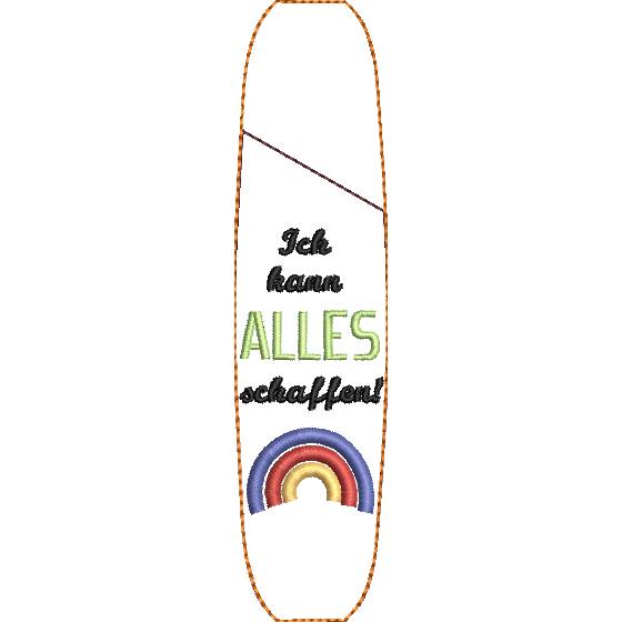 Stickdatei Etui für Kugelschreiber Schulkind – ITH Stickmuster Regenbogen, Affirmation Einschulung Bild 10