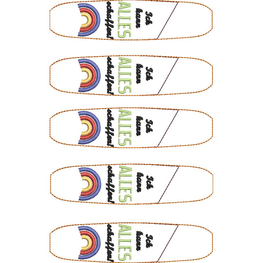 Stickdatei Etui für Kugelschreiber Schulkind – ITH Stickmuster Regenbogen, Affirmation Einschulung Bild 6