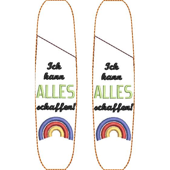 Stickdatei Etui für Kugelschreiber Schulkind – ITH Stickmuster Regenbogen, Affirmation Einschulung Bild 9