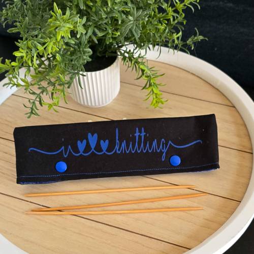 Nadelgarage für 20 cm Nadelspiel – sichere Aufbewahrung für Stricknadeln aus Baumwolle mit Druckknopfverschluss