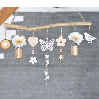 Fensterdeko, Deko Ast, Natur weiß Frühling fertig dekoriert