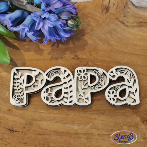 Papa Schriftzug mehrschichtig • Plotterdatei & Laserdatei SVG DXF PNG • Blumen & Herzen • Filigran & Zweischichtig