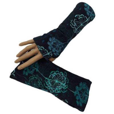 Wende- Armstulpen mit Daumenloch feine Blumen, 95% Baumwolle, 5% Elasthan