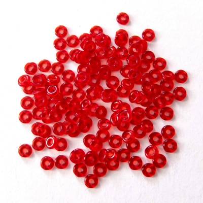 5 Gramm  O-beads rot, siamrot, böhmische Glasperlen, Mini Ringe