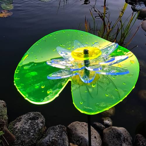 ️ SunForm-Design: leuchtende Seerose, Sonnenfänger, sehr groß, Gartendeko, Gartenstecker, Geschenkidee