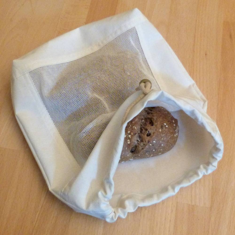 Zero Waste: Obst-Beutel, Brötchentüte, Brotbeutel mit Sichtfenster aus Biobaumwolle in 3 Größen Bild 1