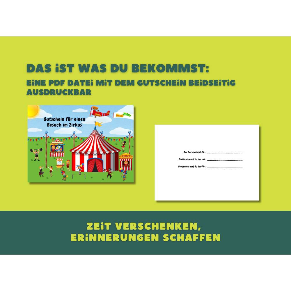 Gutschein für einen Besuch im Zirkus, Gutscheine für Kinder, Gutschein zum Ausdrucken Bild 2