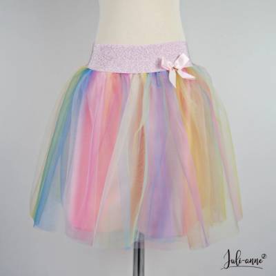 Tüll-Rock Glitzer Regenbogen  (3 Längen)