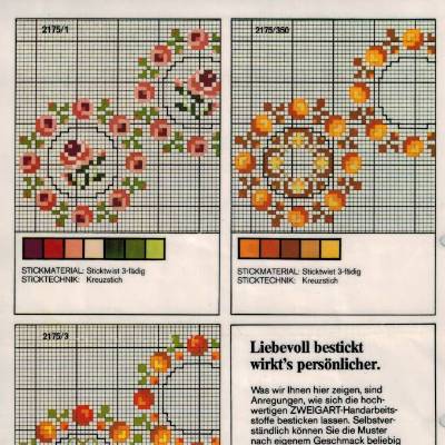 Stickvorlagen Blumenmotive Rosen – Kreuzstich-Vorlagen für Tischdecke, Kissen & Karten, sticken, Stickerei-Anleitung