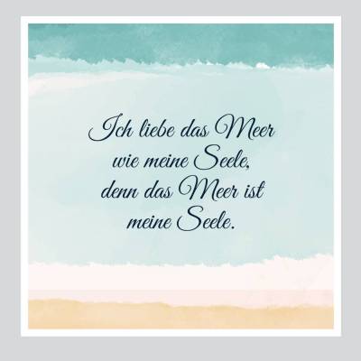 Ich liebe das Meer – Heinrich Heine Zitat | Fineart Print Poster Aquarell Typoart Wandbild