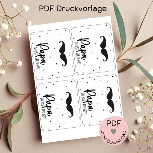 Tütenklappe "Papa...", Digitale Datei, PDF-Druckvorlage, für kleine Geschenke zum Vatertag, etc.