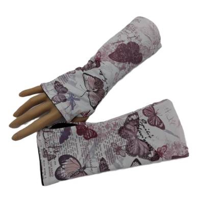 Wende- Armstulpen mit Daumenloch Schmetterlinge romantisch, 95% Baumwolle, 5% Elasthan