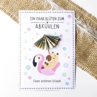 Druckvorlage Geldgeschenk Urlaub - Reisekasse - Meer - Wasser - Strand - Wasserschwein - Reise- Geschenkidee - ausdrucke