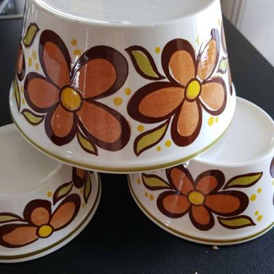 Retro Schüsselsatz 4-tlg. von SMF Schramberger – 70er Jahre Keramik – Neu & Unbenutzt