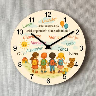 Personalisierte Abschiedsuhr für die Kita – Geschenk zum Kita-Abschied – Wanduhr für Kinder – Kindergarten