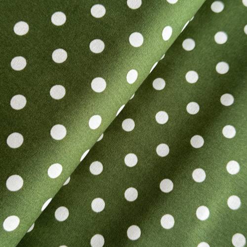 Baumwolle/Webware Dots weiß auf grün, oliv