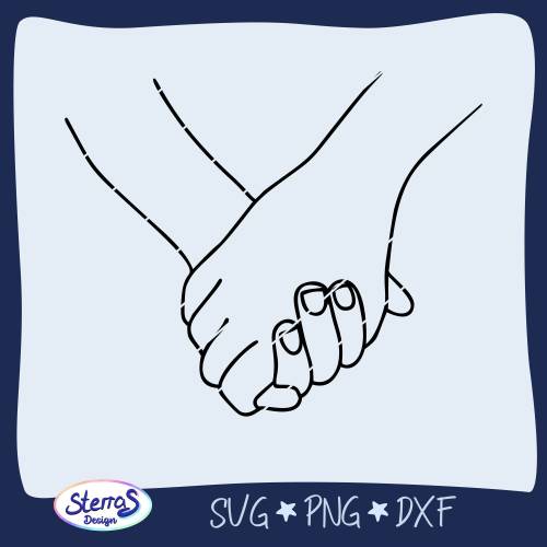 Hand in Hand • romantische Plotterdatei & Laserdatei mit zwei Händen in Umarmung • SVG DXF PNG • Symbol für Liebe & Nähe